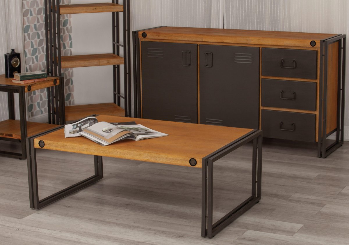 Стол кофейный Secret de Maison Сити/City (мод. CTY L11) металл/массив акации, 40х110х70см, дымчато-коричневый b034 фото 17